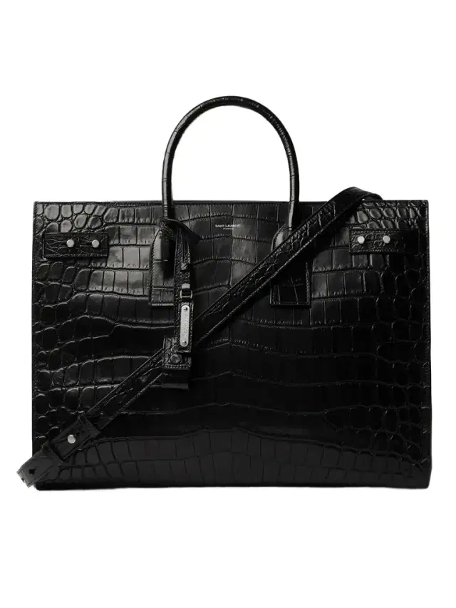 Croc-Effect Leather Tote Bag - Men
