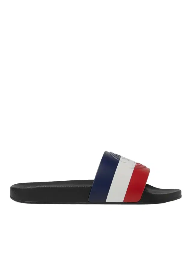 Moncler Basile Logo-Embossed Striped Rubber Slides - Men