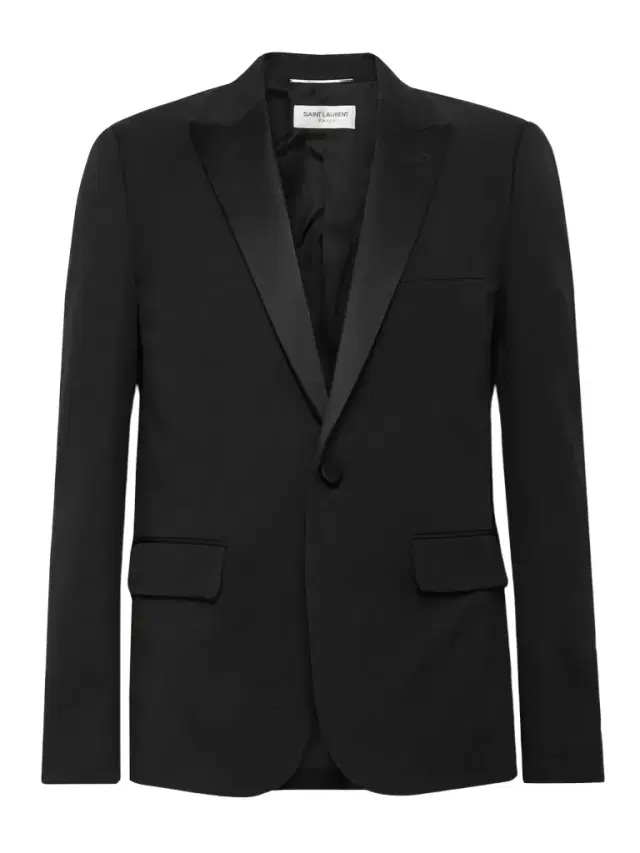 Slim-Fit Satin-Trimmed Wool Blazer - Men Slim-Fit Satin-Trimmed Wool Blazer - Men