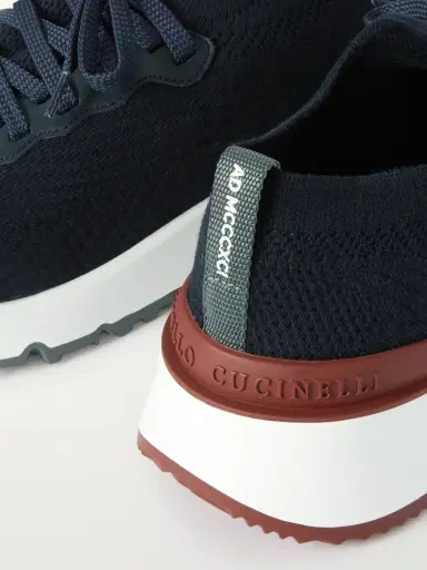 Brunello Cucinelli Leather-Trimmed Stretch-Knit Sneakers - Men | Thumbnail 5 Brunello Cucinelli Leather-Trimmed Stretch-Knit Sneakers - Men | Thumbnail 5