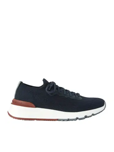 Brunello Cucinelli Leather-Trimmed Stretch-Knit Sneakers - Men | Thumbnail 1 Brunello Cucinelli Leather-Trimmed Stretch-Knit Sneakers - Men | Thumbnail 1