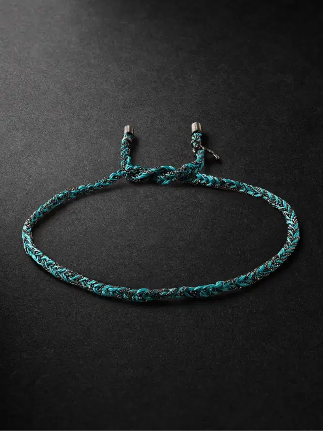 Carolina Bucci Lucky Wisdom Blackened Gold and Silk Bracelet - Men