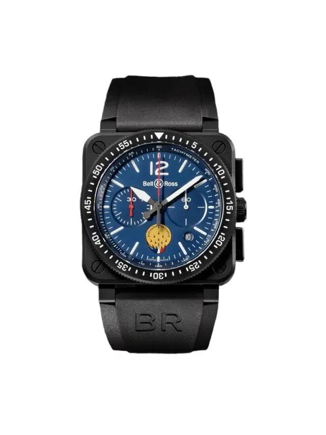 BR 03-94 Patrouille de France Limited Edition Chronograph Ceramic and Rubber Watch, Ref. No. BR0394-PAF1-CE/SRB - Men