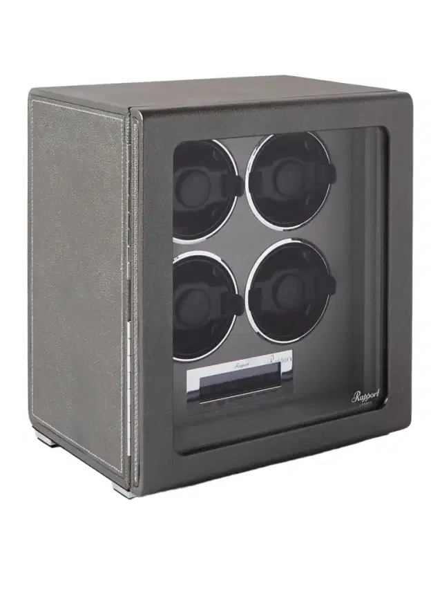 Rapport London Quantum Quad Leather-Wrapped Cedar and Glass Watch Winder - Men