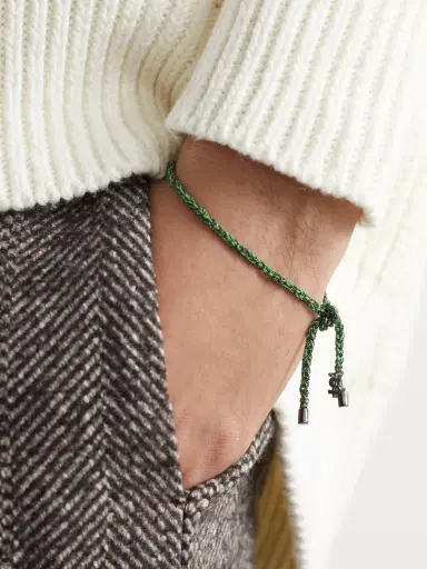 Carolina Bucci Lucky Money Blackened Gold and Silk Bracelet - Men | Thumbnail 2 Carolina Bucci Lucky Money Blackened Gold and Silk Bracelet - Men | Thumbnail 2