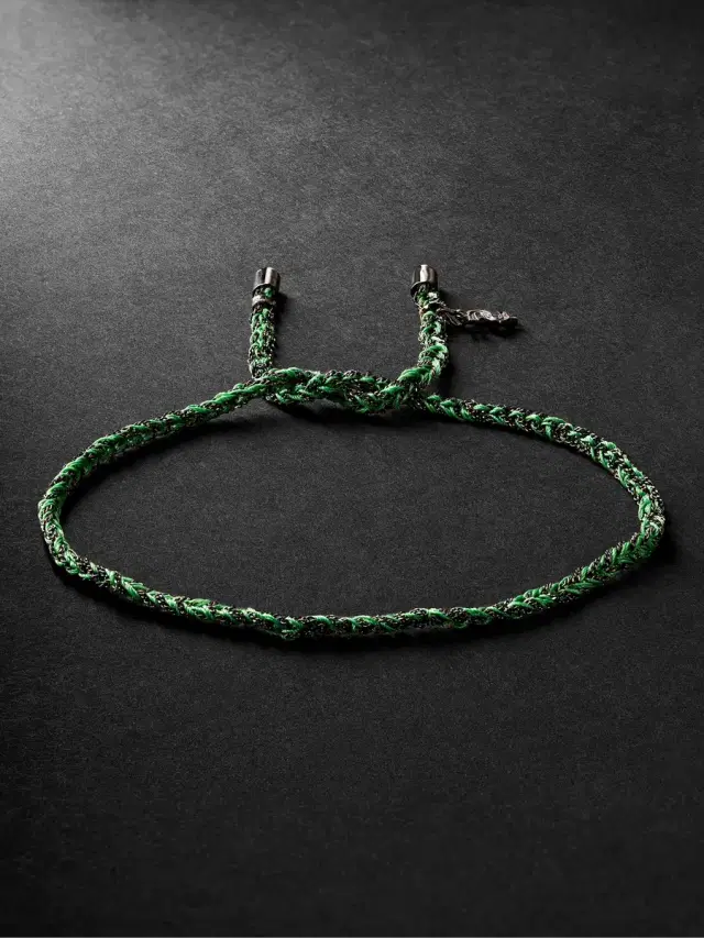 Carolina Bucci Lucky Money Blackened Gold and Silk Bracelet - Men