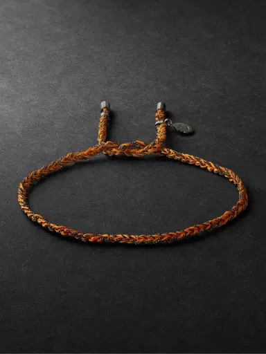 Carolina Bucci Lucky Happiness Blackened Gold and Silk Bracelet - Men | Thumbnail 1