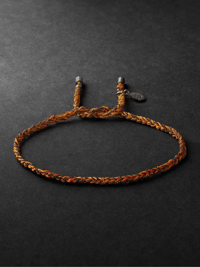 Carolina Bucci Lucky Happiness Blackened Gold and Silk Bracelet - Men