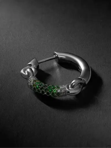 MAOR The Equinox 18-Karat Blackened White Gold, Diamond and Tsavorite Single Earring - Men | Thumbnail 1
