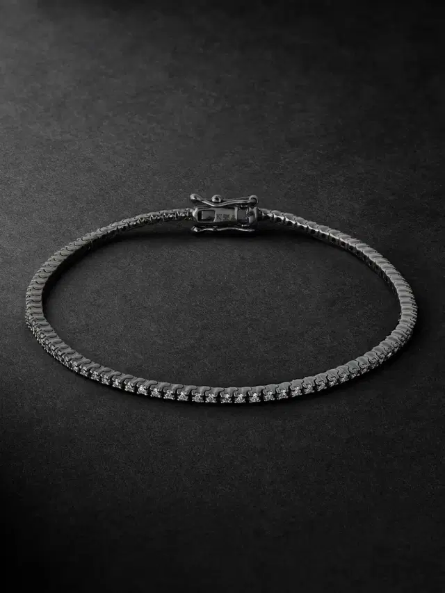 Spectra 14-Karat Blackened Gold Diamond Tennis Bracelet - Men