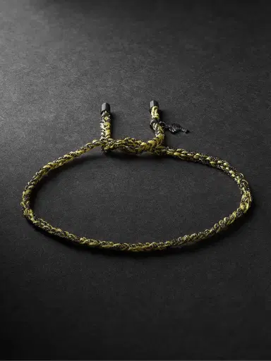 Carolina Bucci Lucky Travel Blackened Gold and Silk Bracelet - Men | Thumbnail 1 Carolina Bucci Lucky Travel Blackened Gold and Silk Bracelet - Men | Thumbnail 1