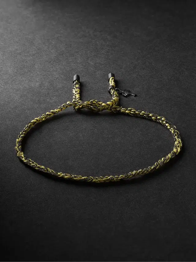 Carolina Bucci Lucky Travel Blackened Gold and Silk Bracelet - Men
