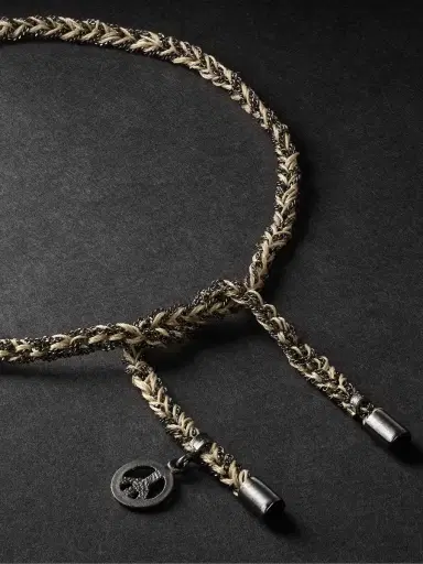 Carolina Bucci Lucky Peace Blackened Gold and Silk Bracelet - Men | Thumbnail 3 Carolina Bucci Lucky Peace Blackened Gold and Silk Bracelet - Men | Thumbnail 3