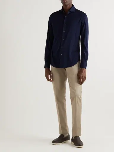 Loro Piana Slim-Fit Tapered Stretch-Cotton Twill Trousers - Men | Thumbnail 2 Loro Piana Slim-Fit Tapered Stretch-Cotton Twill Trousers - Men | Thumbnail 2