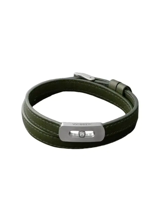 My Move Brushed-Titanium, Leather and Diamond Bracelet - Men