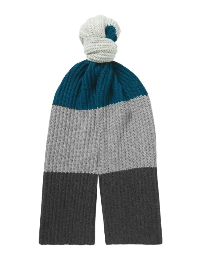 Loro Piana Striped Ribbed Baby Cashmere Scarf - Men
