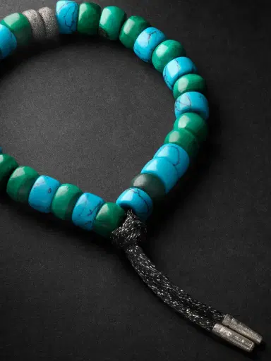 Carolina Bucci Forte Beads White and Blackened Gold, Turquoise and Malachite Bracelet - Men | Thumbnail 3 Carolina Bucci Forte Beads White and Blackened Gold, Turquoise and Malachite Bracelet - Men | Thumbnail 3