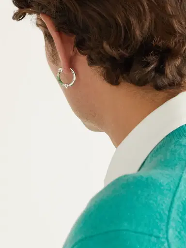 MAOR The Equinox 18-Karat White Gold, Tsavorite and Diamond Single Earring - Men | Thumbnail 2 MAOR The Equinox 18-Karat White Gold, Tsavorite and Diamond Single Earring - Men | Thumbnail 2
