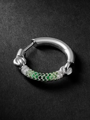 MAOR The Equinox 18-Karat White Gold, Tsavorite and Diamond Single Earring - Men | Thumbnail 1 MAOR The Equinox 18-Karat White Gold, Tsavorite and Diamond Single Earring - Men | Thumbnail 1