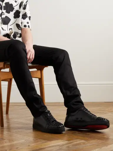 Christian Louboutin Louis Junior Spikes Cap-Toe Leather Sneakers - Men | Thumbnail 2
