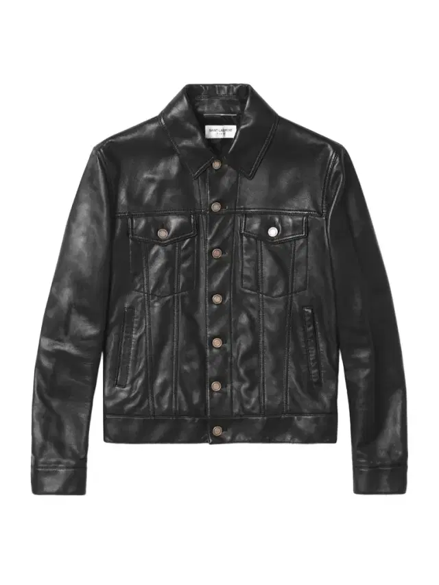 Slim-Fit Leather Trucker Jacket - Men