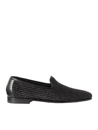 Manolo Blahnik Mario Leather-Trimmed Raffia Loafers - Men | Thumbnail 1