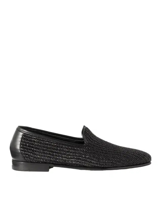 Manolo Blahnik Mario Leather-Trimmed Raffia Loafers - Men