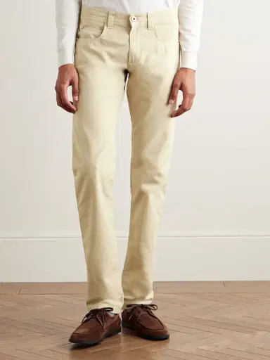 Loro Piana Slim-Fit Garment-Dyed Cotton-Blend Trousers - Men | Thumbnail 3 Loro Piana Slim-Fit Garment-Dyed Cotton-Blend Trousers - Men | Thumbnail 3