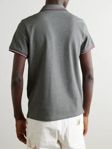 Moncler Logo-Appliquéd Striped Cotton-Piqué Polo Shirt - Men | Thumbnail 4