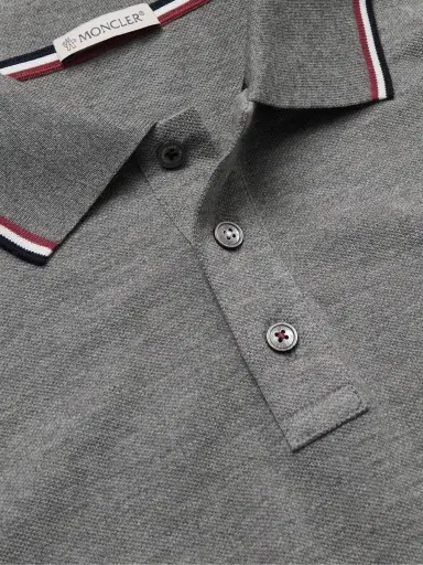Moncler Logo-Appliquéd Striped Cotton-Piqué Polo Shirt - Men | Thumbnail 5