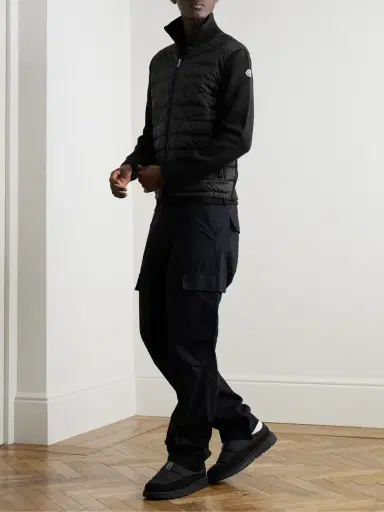 Moncler Slim-Fit Panelled Wool-Blend and Quilted Shell Down Zip-Up Cardigan - Men | Thumbnail 2 Moncler Slim-Fit Panelled Wool-Blend and Quilted Shell Down Zip-Up Cardigan - Men | Thumbnail 2