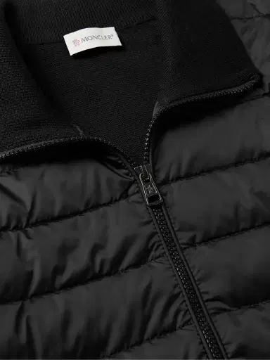 Moncler Slim-Fit Panelled Wool-Blend and Quilted Shell Down Zip-Up Cardigan - Men | Thumbnail 4 Moncler Slim-Fit Panelled Wool-Blend and Quilted Shell Down Zip-Up Cardigan - Men | Thumbnail 4