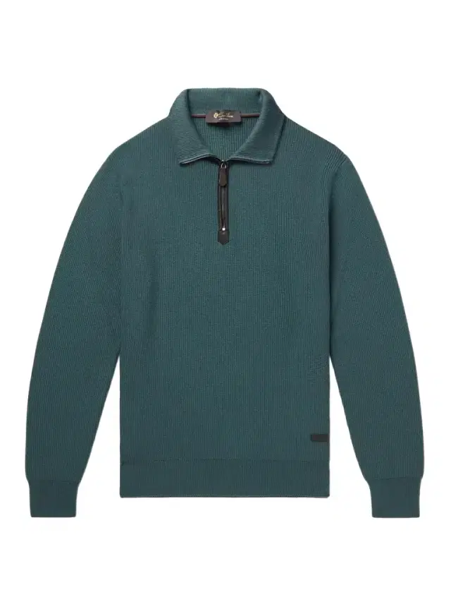 Loro Piana Leather-Trimmed Ribbed Wool Half-Zip Sweatshirt - Men