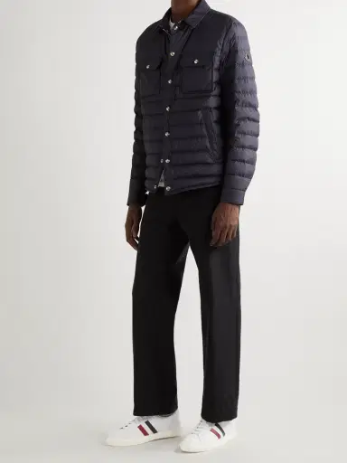 Moncler New Monaco Striped Leather Sneakers - Men | Thumbnail 2