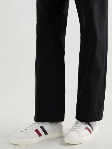 Moncler New Monaco Striped Leather Sneakers - Men | Thumbnail 3