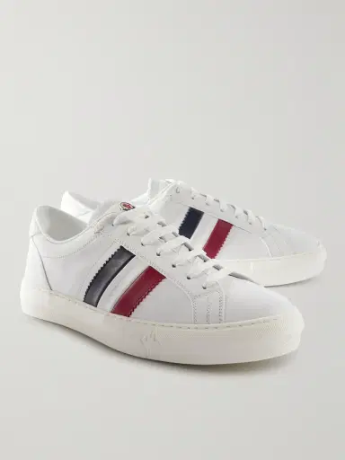 Moncler New Monaco Striped Leather Sneakers - Men | Thumbnail 4