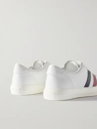 Moncler New Monaco Striped Leather Sneakers - Men | Thumbnail 5