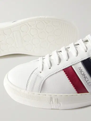Moncler New Monaco Striped Leather Sneakers - Men | Thumbnail 6