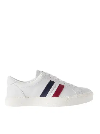 Moncler New Monaco Striped Leather Sneakers - Men | Thumbnail 1