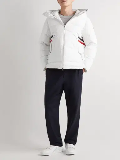 Moncler Fleole Logo-Print Striped Quilted Shell Hooded Down Jacket - Men | Thumbnail 2 Moncler Fleole Logo-Print Striped Quilted Shell Hooded Down Jacket - Men | Thumbnail 2