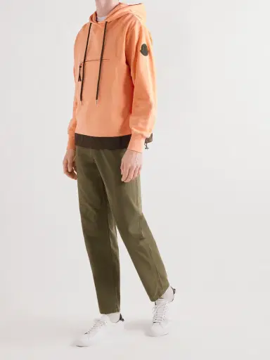 Moncler Logo-Appliquéd Shell-Trimmed Cotton-Jersey Hoodie - Men | Thumbnail 2 Moncler Logo-Appliquéd Shell-Trimmed Cotton-Jersey Hoodie - Men | Thumbnail 2