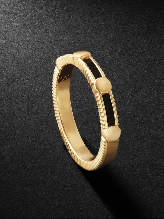 Alliance Rayon 18-Karat Recycled-Gold Onyx Ring - Men