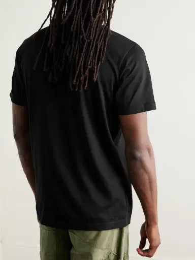 Moncler Logo-Appliquéd Shell-Trimmed Cotton-Jersey T-Shirt - Men | Thumbnail 3 Moncler Logo-Appliquéd Shell-Trimmed Cotton-Jersey T-Shirt - Men | Thumbnail 3