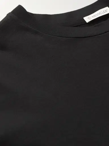 Moncler Logo-Appliquéd Shell-Trimmed Cotton-Jersey T-Shirt - Men | Thumbnail 4 Moncler Logo-Appliquéd Shell-Trimmed Cotton-Jersey T-Shirt - Men | Thumbnail 4