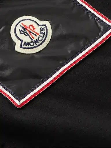 Moncler Logo-Appliquéd Shell-Trimmed Cotton-Jersey T-Shirt - Men | Thumbnail 5 Moncler Logo-Appliquéd Shell-Trimmed Cotton-Jersey T-Shirt - Men | Thumbnail 5