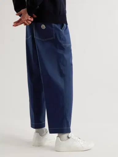 Moncler Straight-Leg Logo-Appliquéd Cotton-Blend Twill Trousers - Men | Thumbnail 3 Moncler Straight-Leg Logo-Appliquéd Cotton-Blend Twill Trousers - Men | Thumbnail 3
