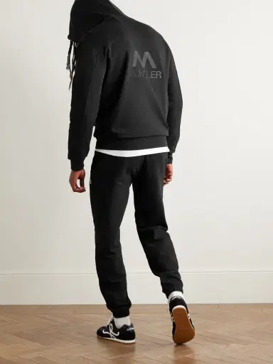 Moncler Logo-Embroidered Striped Cotton-Jersey Zip-Up Hoodie - Men | Thumbnail 2 Moncler Logo-Embroidered Striped Cotton-Jersey Zip-Up Hoodie - Men | Thumbnail 2