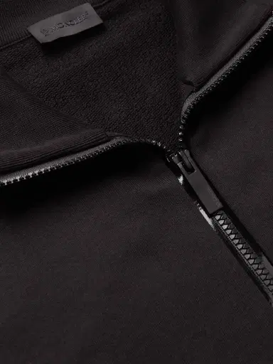Moncler Logo-Print Shell-Trimmed Cotton-Jersey Zip-Up Sweatshirt - Men | Thumbnail 4 Moncler Logo-Print Shell-Trimmed Cotton-Jersey Zip-Up Sweatshirt - Men | Thumbnail 4