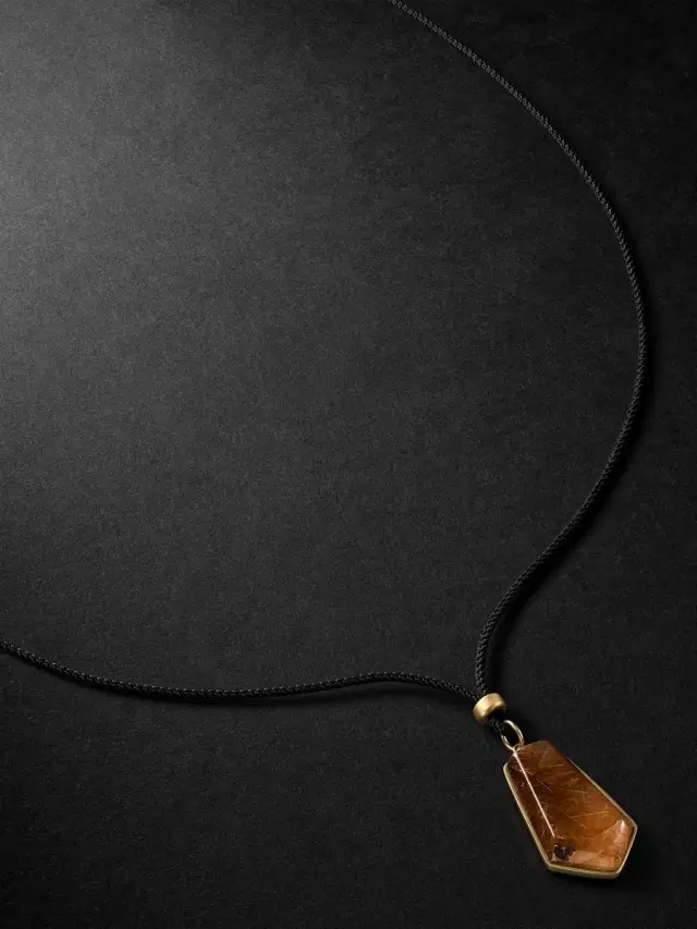 Gold, Quartz and Cord Necklace - Men