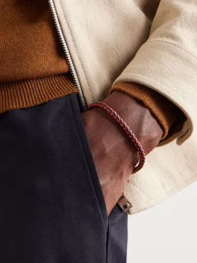Chopard Classic Racing Woven Leather and Silver-Tone Bracelet - Men | Thumbnail 2